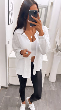 KURZE Oversize Musselin Bluse / weiss Art. 3140
