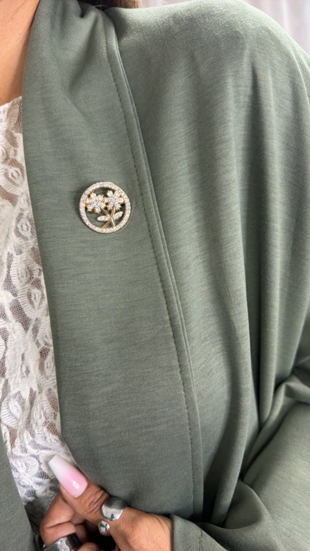Weit geschnitten Blazer mit aufgesetzten Taschen / khaki Art.16302