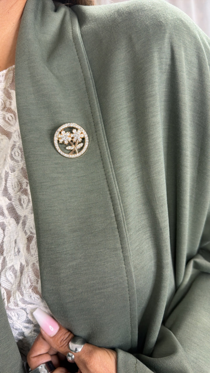 Weit geschnitten Blazer mit aufgesetzten Taschen / khaki Art.16302