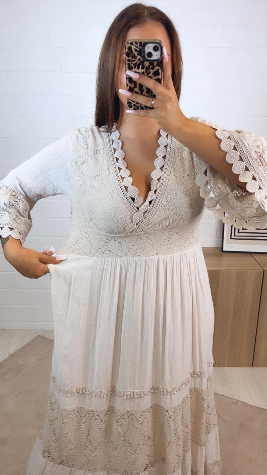 Maxi Boho - Style Kleid / beige Art. 4760