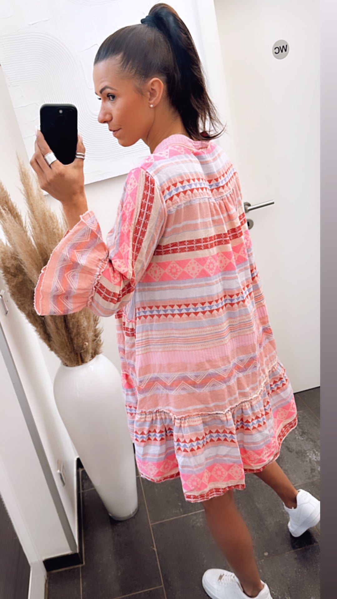 Tunika / Kleid in sommerlichem Muster und Farben / pink Töne  Art. 5906