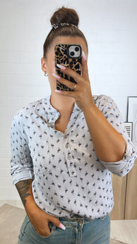 Blusen Oberteil " Flamingo " / grau Art. 11126