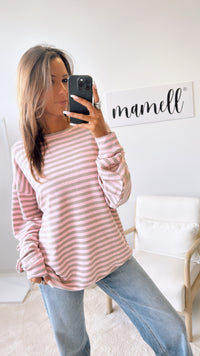 Gestreifter Sweat Pullover/ rosa taupe Art. 11269