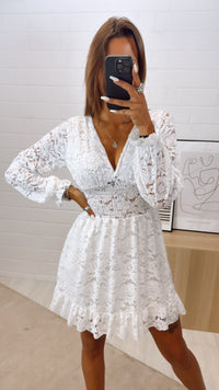 kurzes Kleid, vollkommene Spitze / weiss Art. 10799