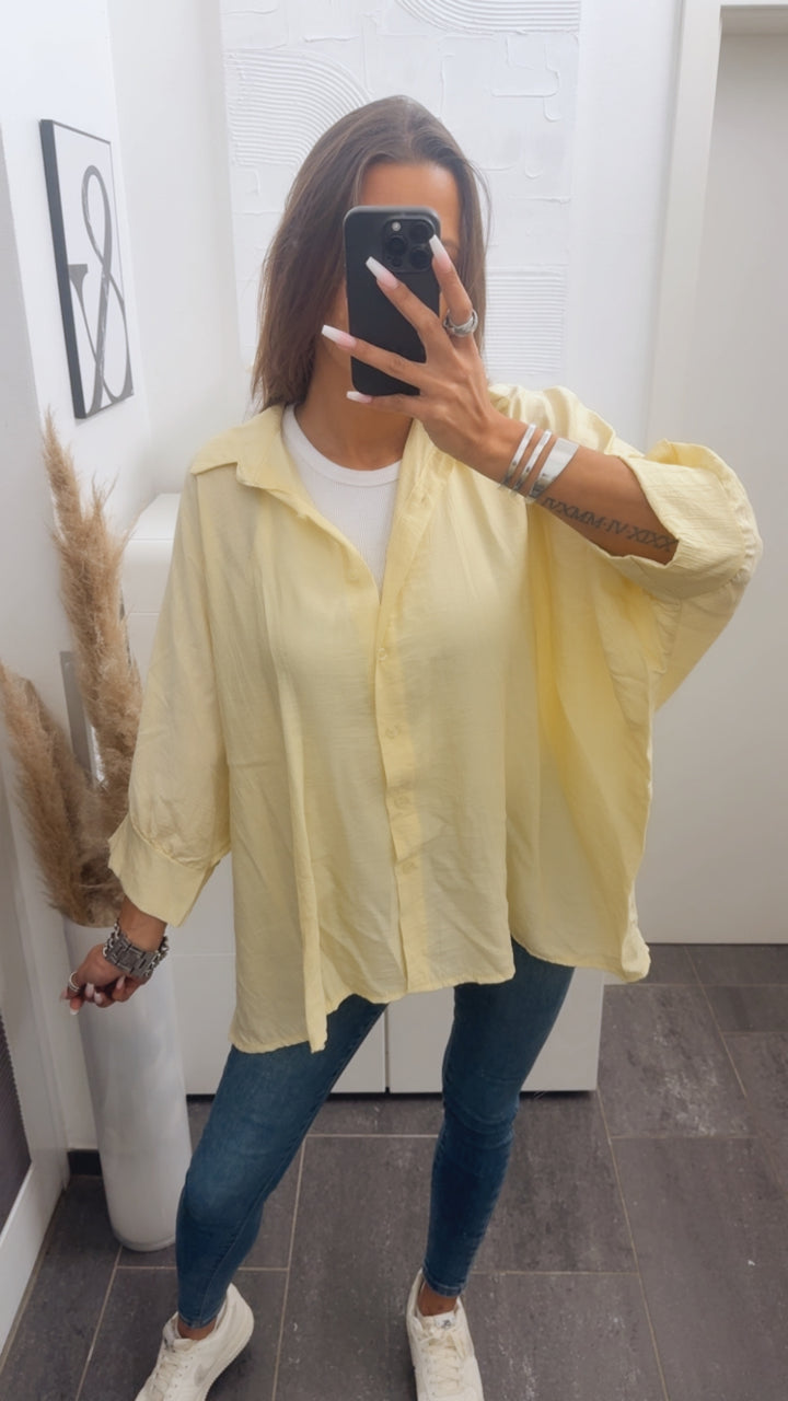 ultra weite Bluse mit kurzen Armen / soft gelb Art. 14311