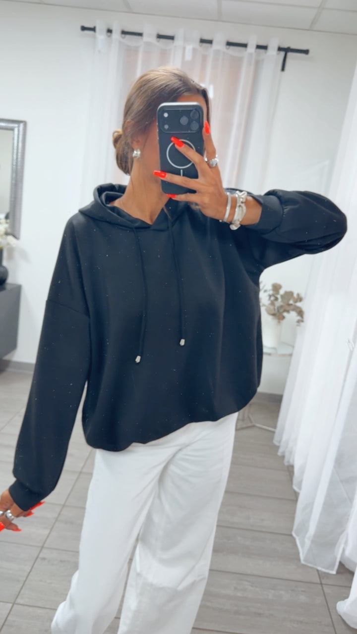 Hoodie mit Ballonsaum / schwarz Art. 16164