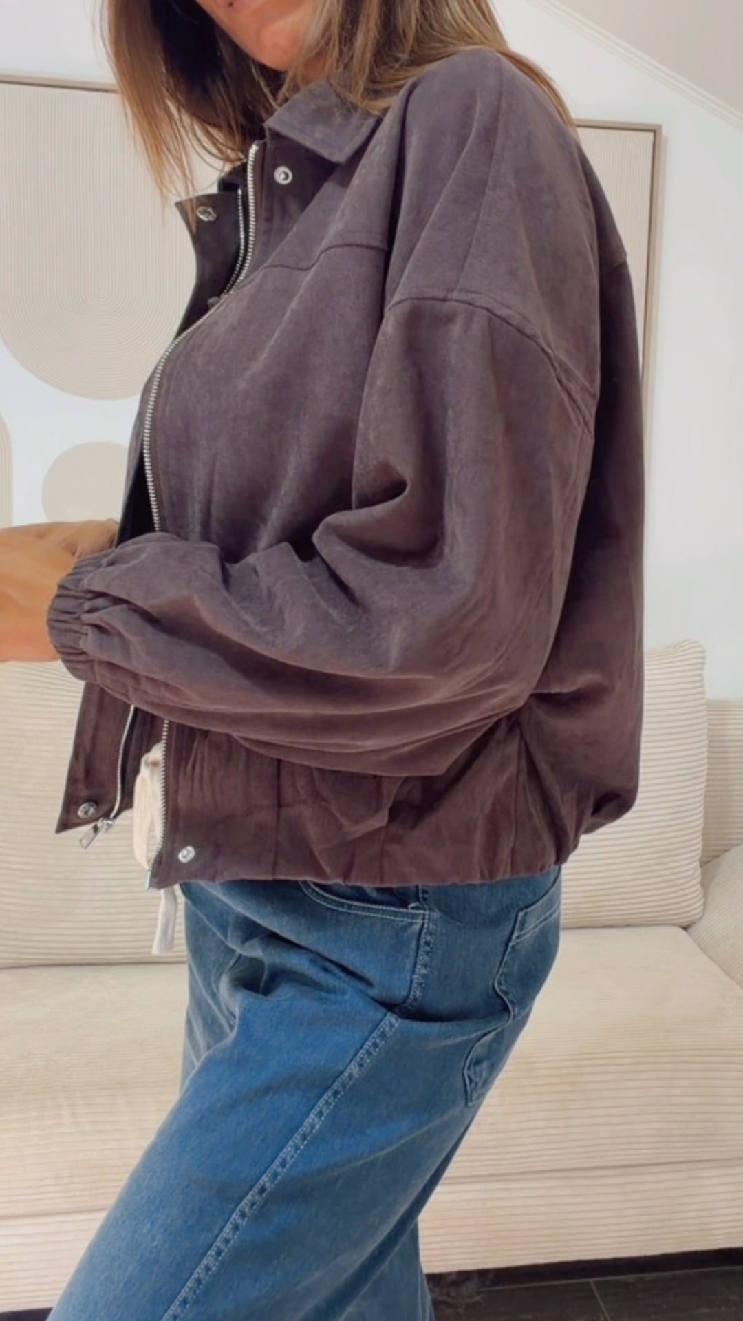 BALLON dickere Jacke mit silbernem Reißverschluss / braun Art. 16134