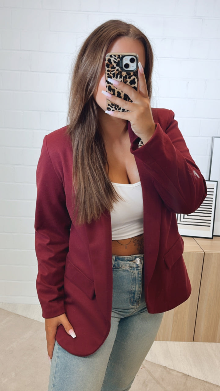 weicher Blazer mit Leo Akzenten / bordeaux rot Art. 11138