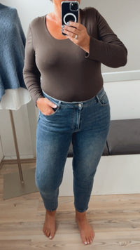 simple high - waist Jeans Hose " T8768-1 " / dunkles blau Art. 12639