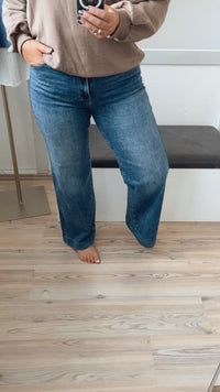 WIDE LEG Jeans Hose " T6017-1 " / mittel blau Art. 12638
