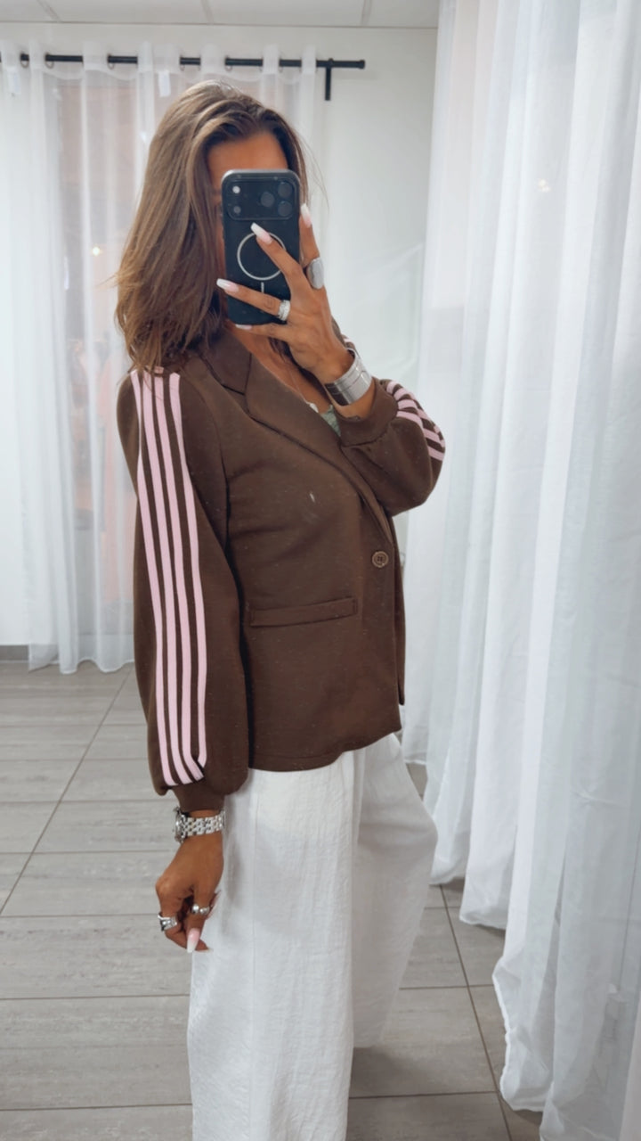 Sportlicher Blazer mit Streifen / braun - rosa Art.15606