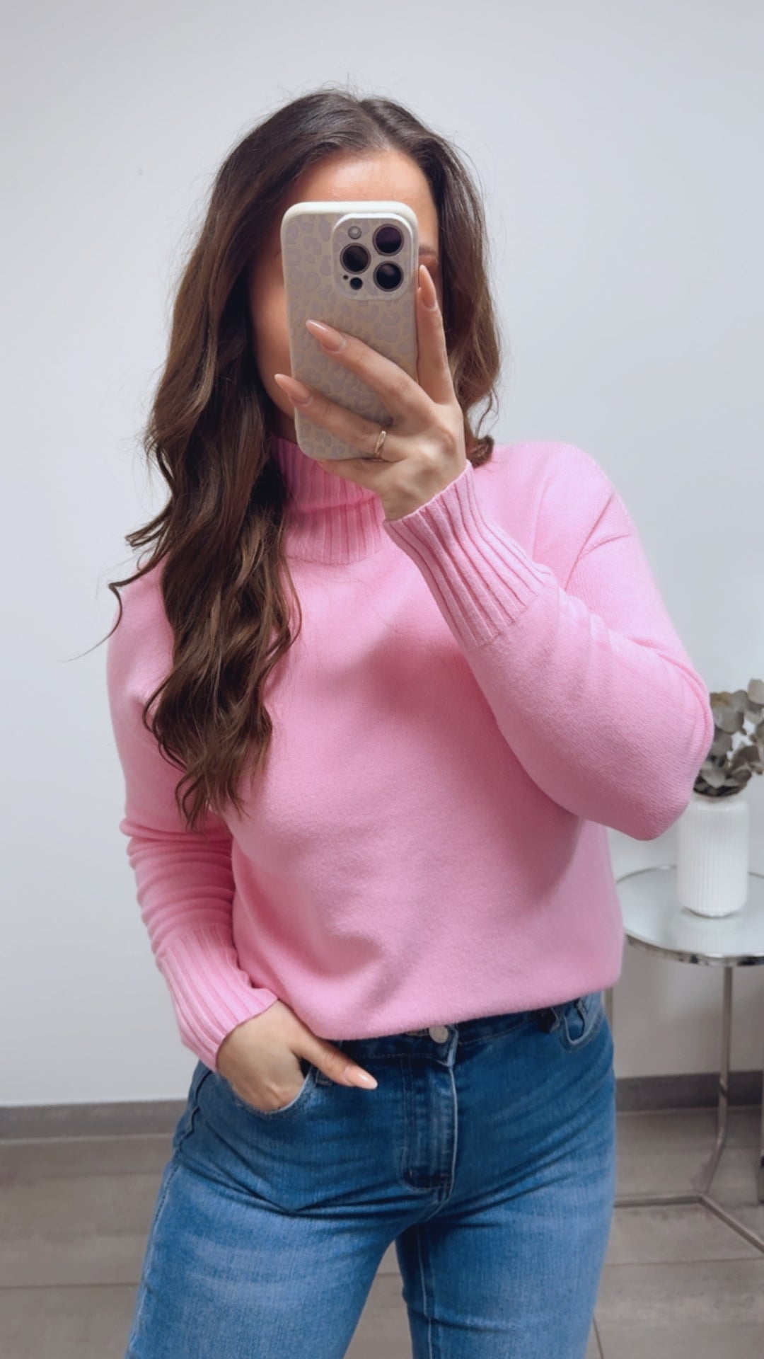 Feiner Strickpullover mit gerippten Akzenten / soft pink Art.13882