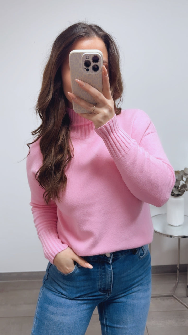 Feiner Strickpullover mit gerippten Akzenten / soft pink Art.13882