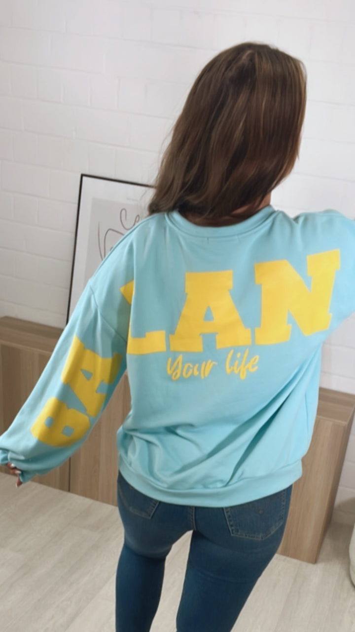 Pullover " Balance " / hell blau - gelb Art. 9541