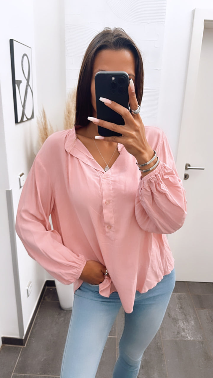 luftige Bluse mit Knopfleiste / rosa Art. 6056