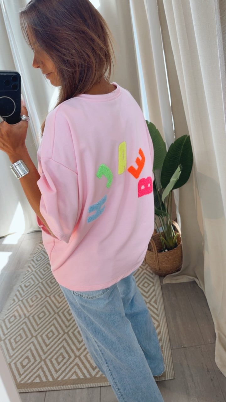 oversize kurzarm Sweater " Beach " / soft pink Art. 15271