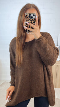 VOKUHILA oversize Strick Pullover/ dunkel braun Art. 12368