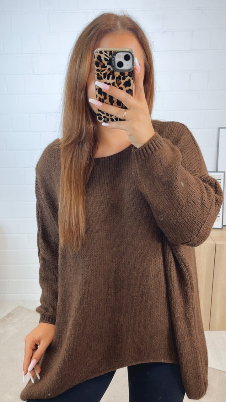 VOKUHILA oversize Strick Pullover/ dunkel braun Art. 12368