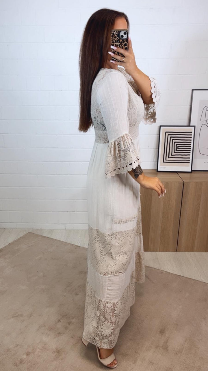 Maxi Boho - Style Kleid / beige Art. 4760