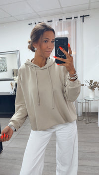 Hoodie mit Ballonsaum / light taupe Art. 16166