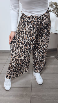 LEO Plissee Hose / schwarz - creme - camel Art. 13169