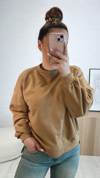 Sweater mit Ziernaht / camel Art. 9412