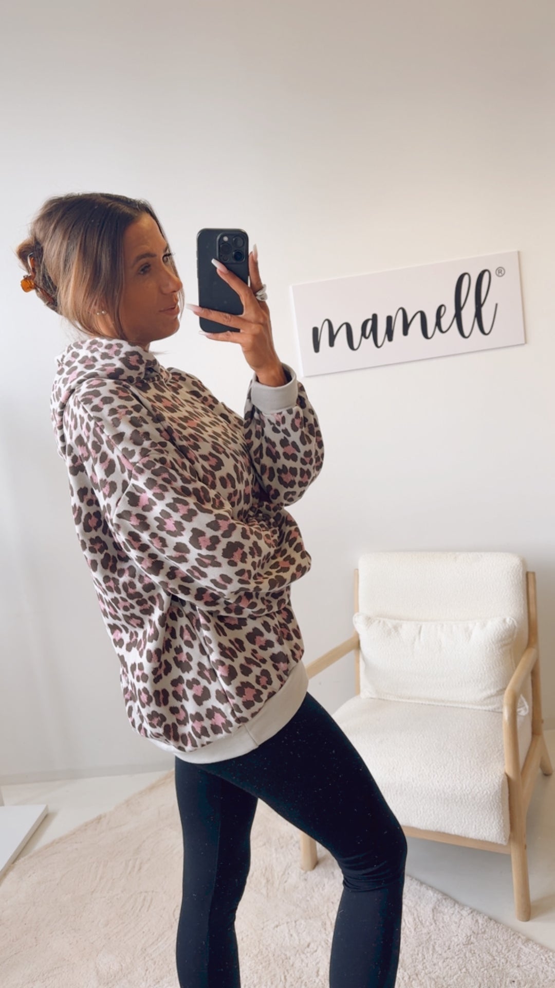 LEO Hoodie mit Kapuze / grau - pink- braun Art. 12469