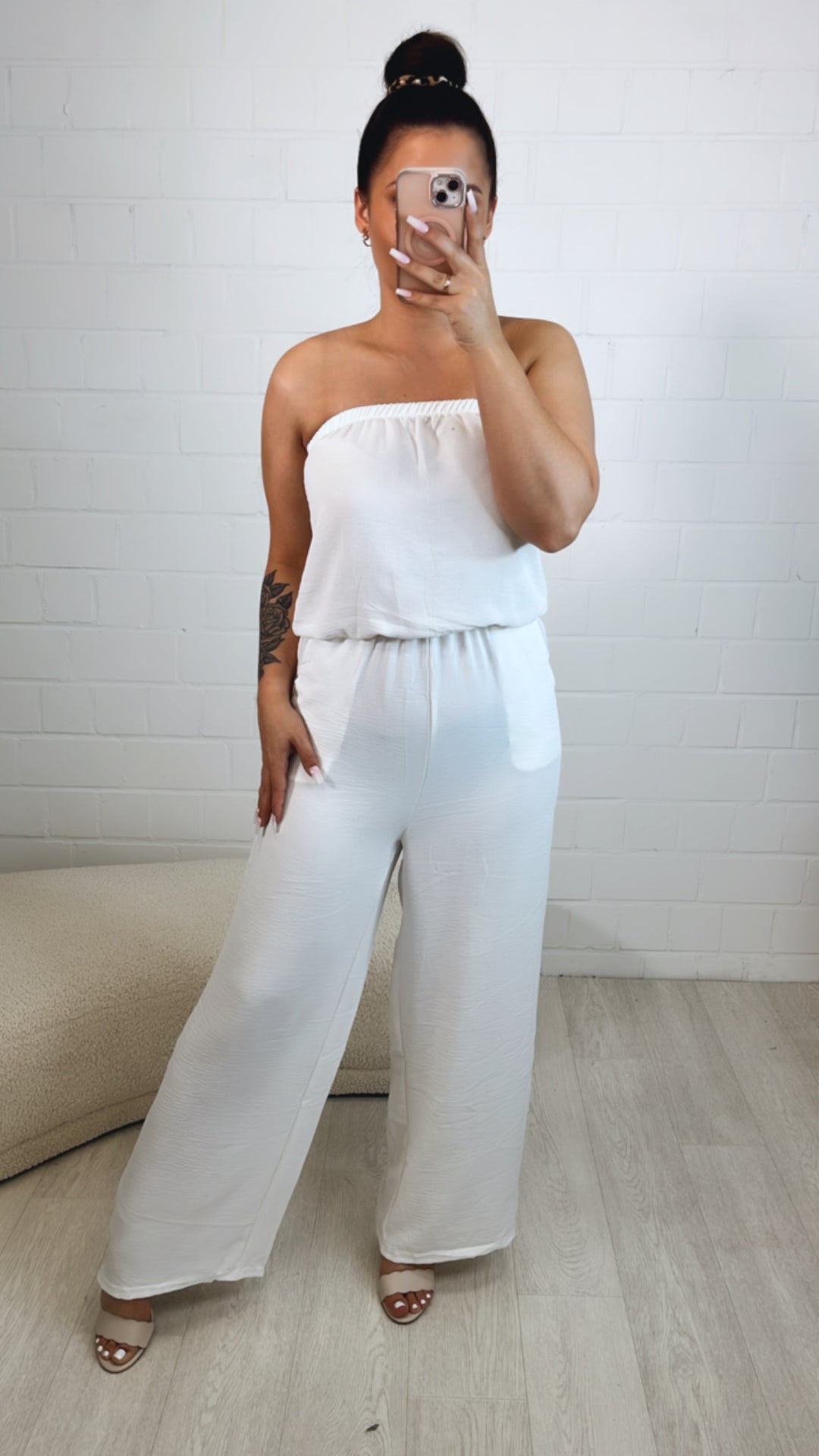 trägerloser, langer Jumpsuit / weiss Art. 10488