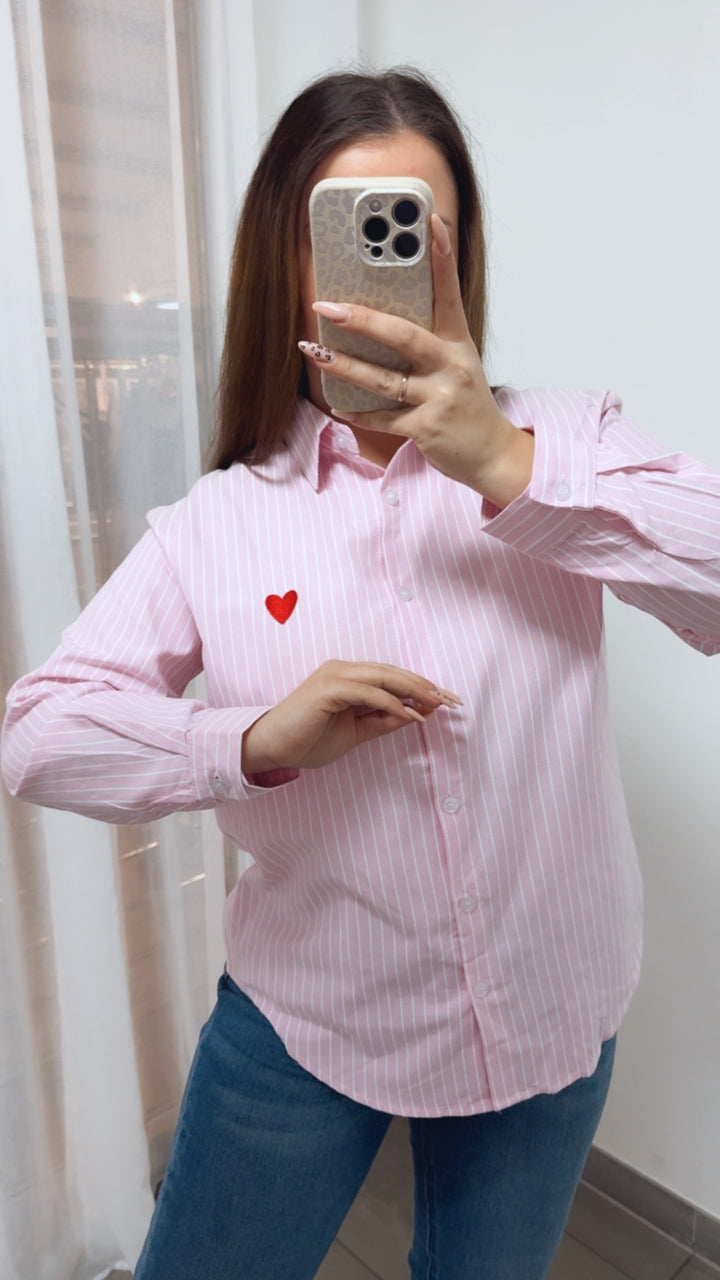 HERZ gestreifte Bluse / rosa - weiss Art. 14021