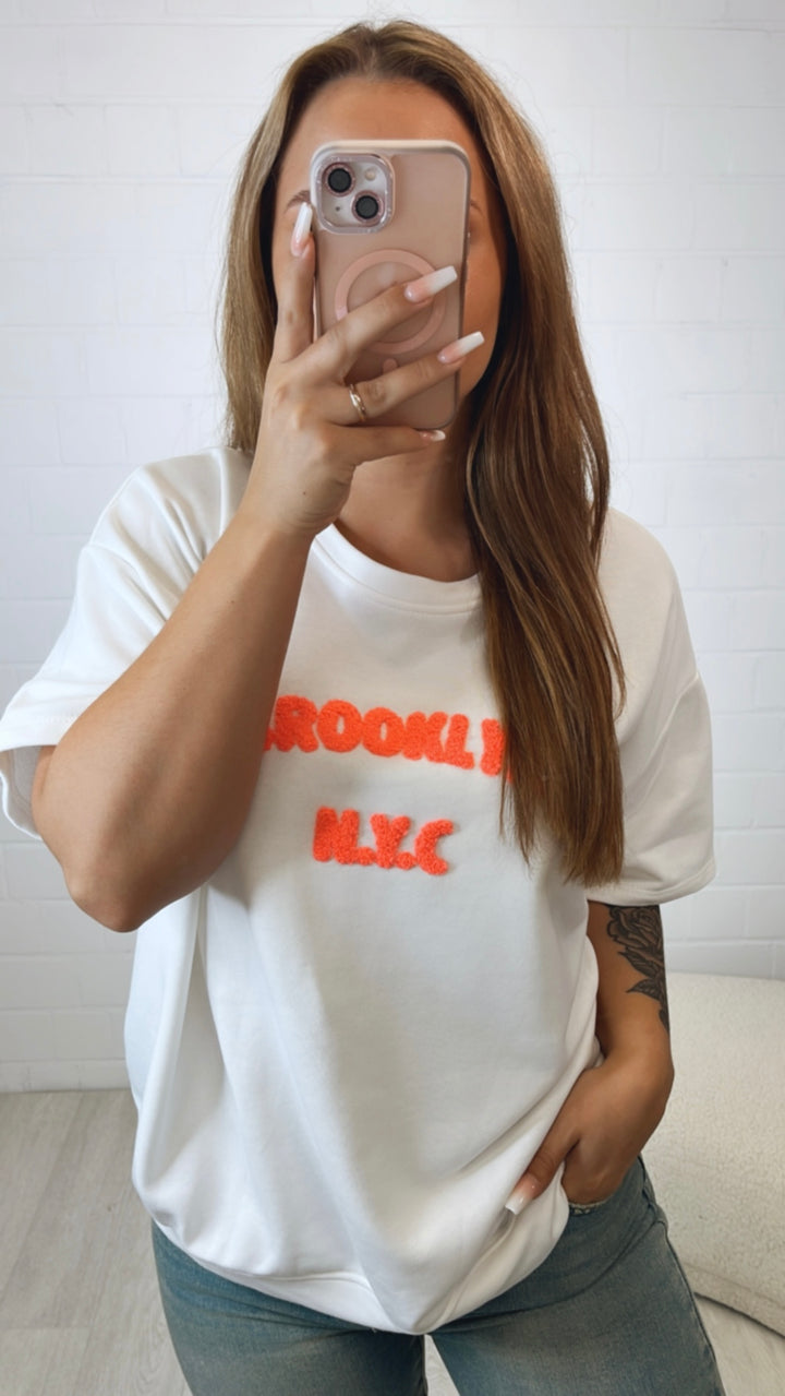 kurzarmiges Sweatshirt " Brooklyn " / weiss Art. 10409