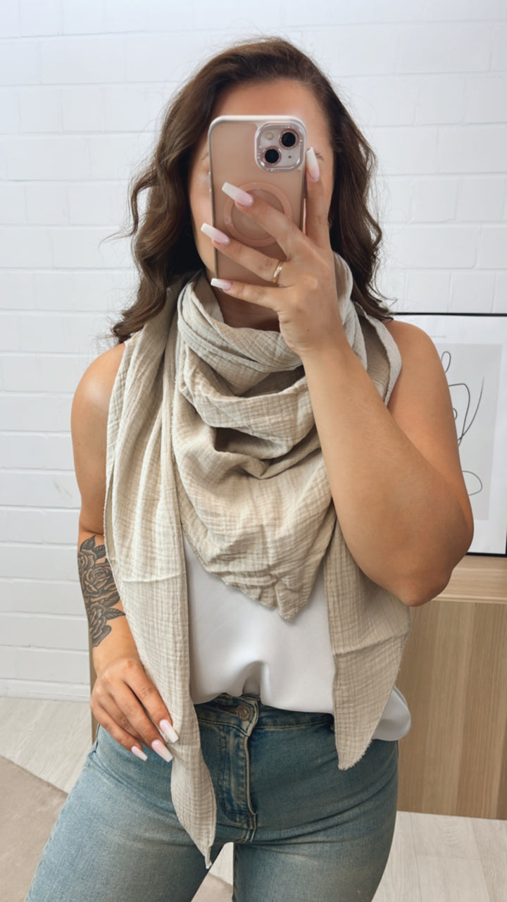 Musselin Schal / Tuch / beige Art. 7040