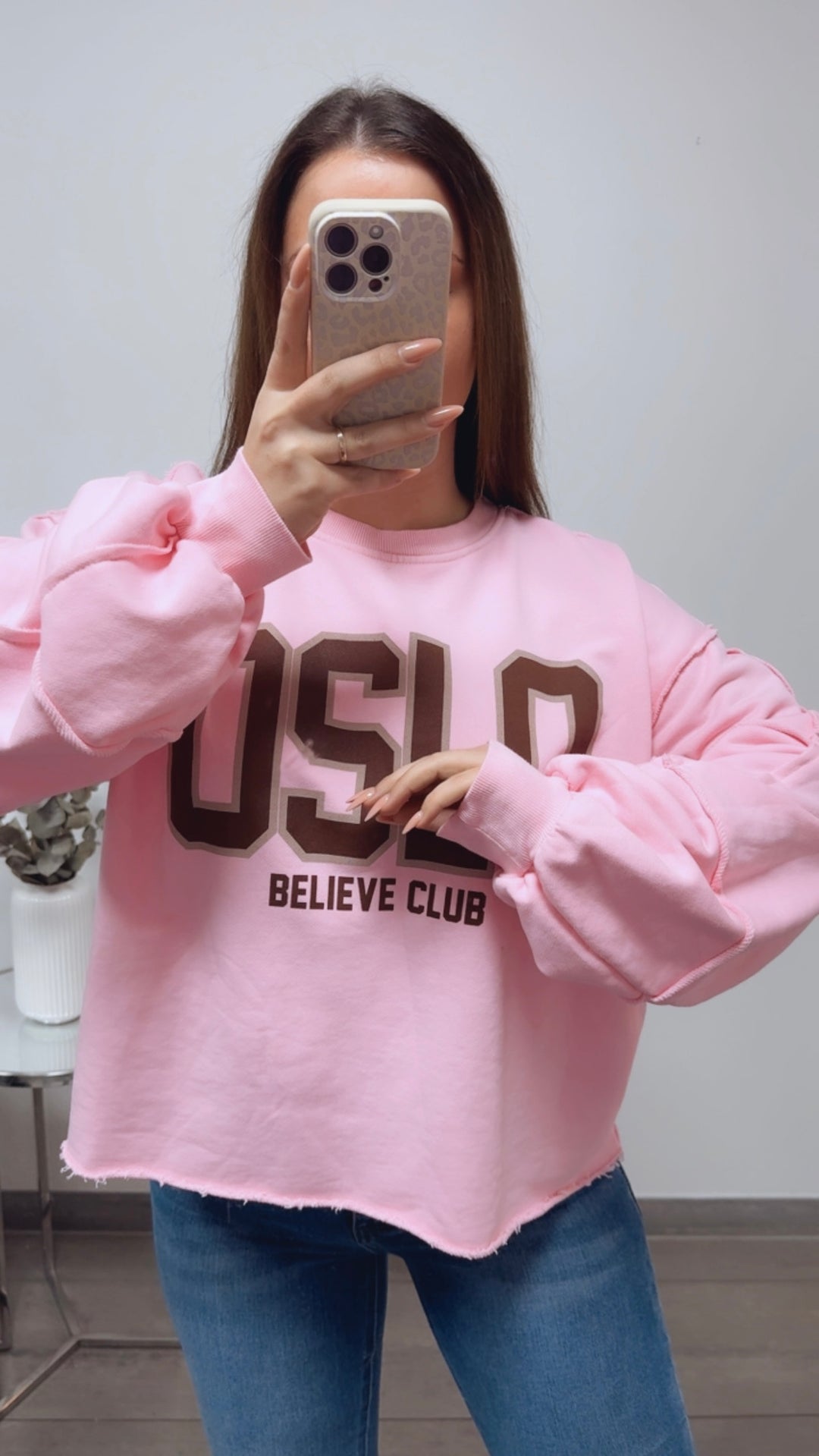 Sweater " Believe Club ", used Elemente / soft pink Art. 13834