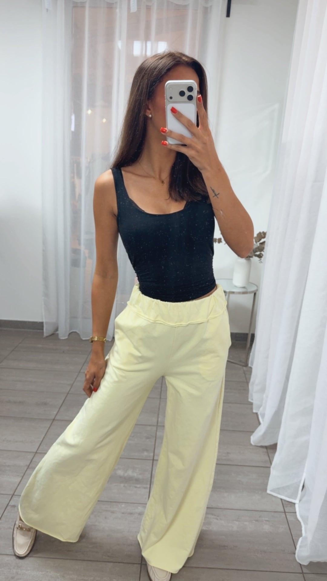 Weite Casual Hose / soft gelb Art.15643