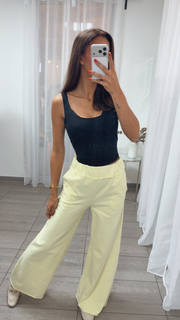 Weite Casual Hose / soft gelb Art.15643