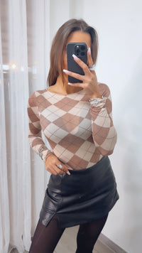 ARGYLE Transparentes Trend Oberteil / beige - hell braun Art. 13908