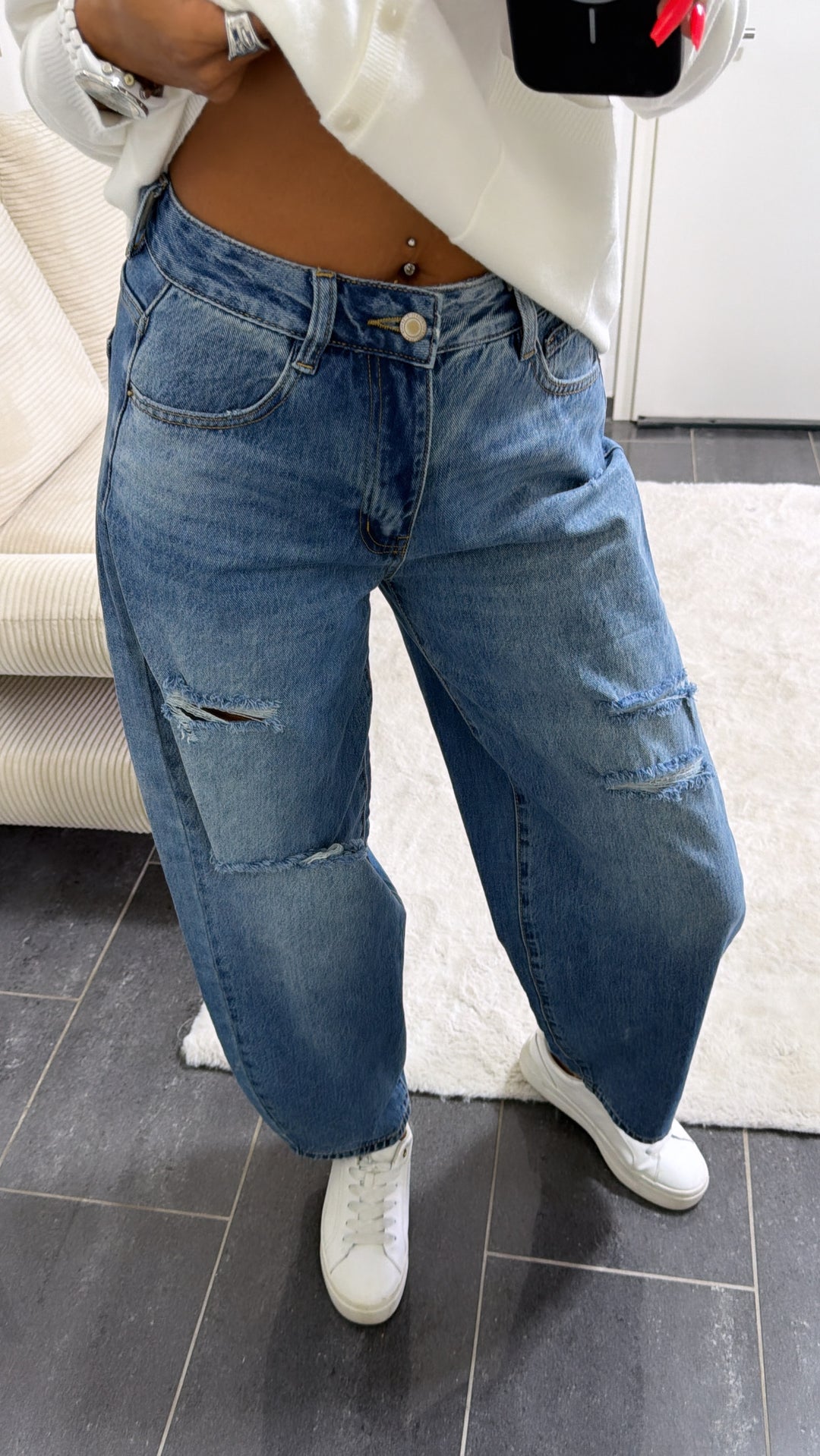 BALLOON FULL LENGTH Jeans Hose " T6064-2 " / verw. blau Art. 16133