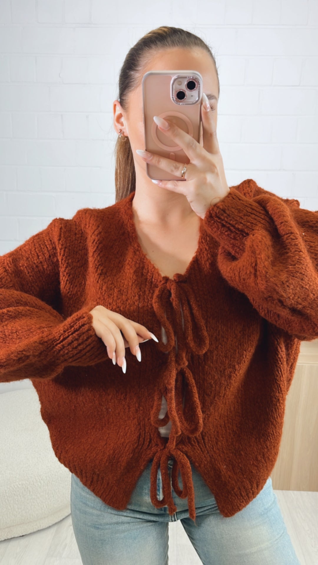 Strick Cardigan zum schnüren / rost Art. 9431