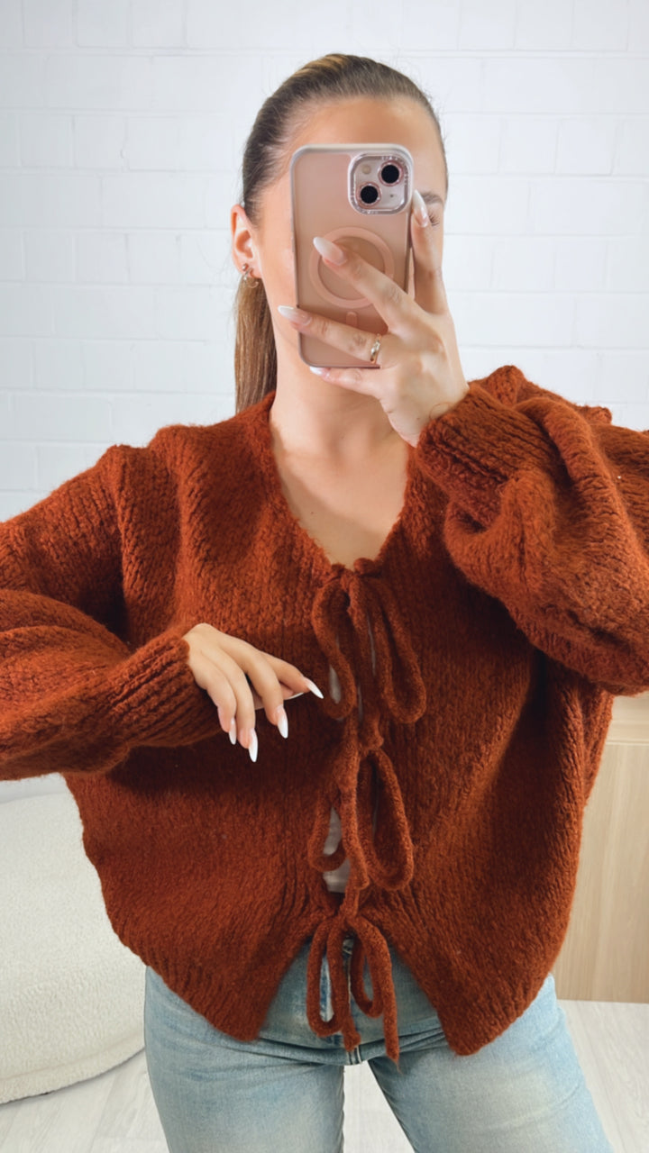 Strick Cardigan zum schnüren / rost Art. 9431