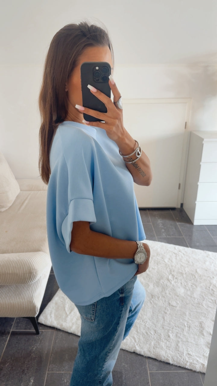 T-Shirt / oversize softer  " Butter Stoff " / hell blau Art. 14592