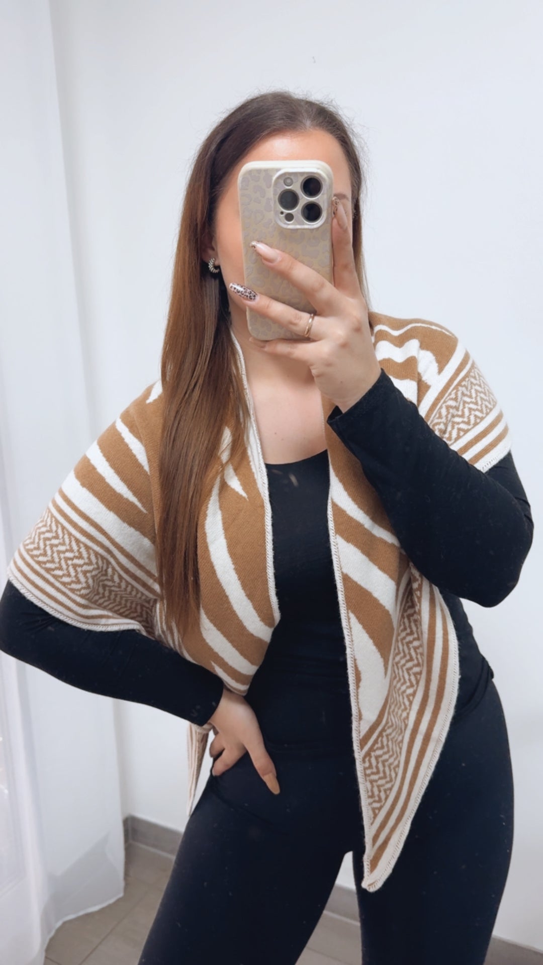 ZEBRA Kaschmir - Mix Dreiecks Schal / camel - weiss Art. 14354