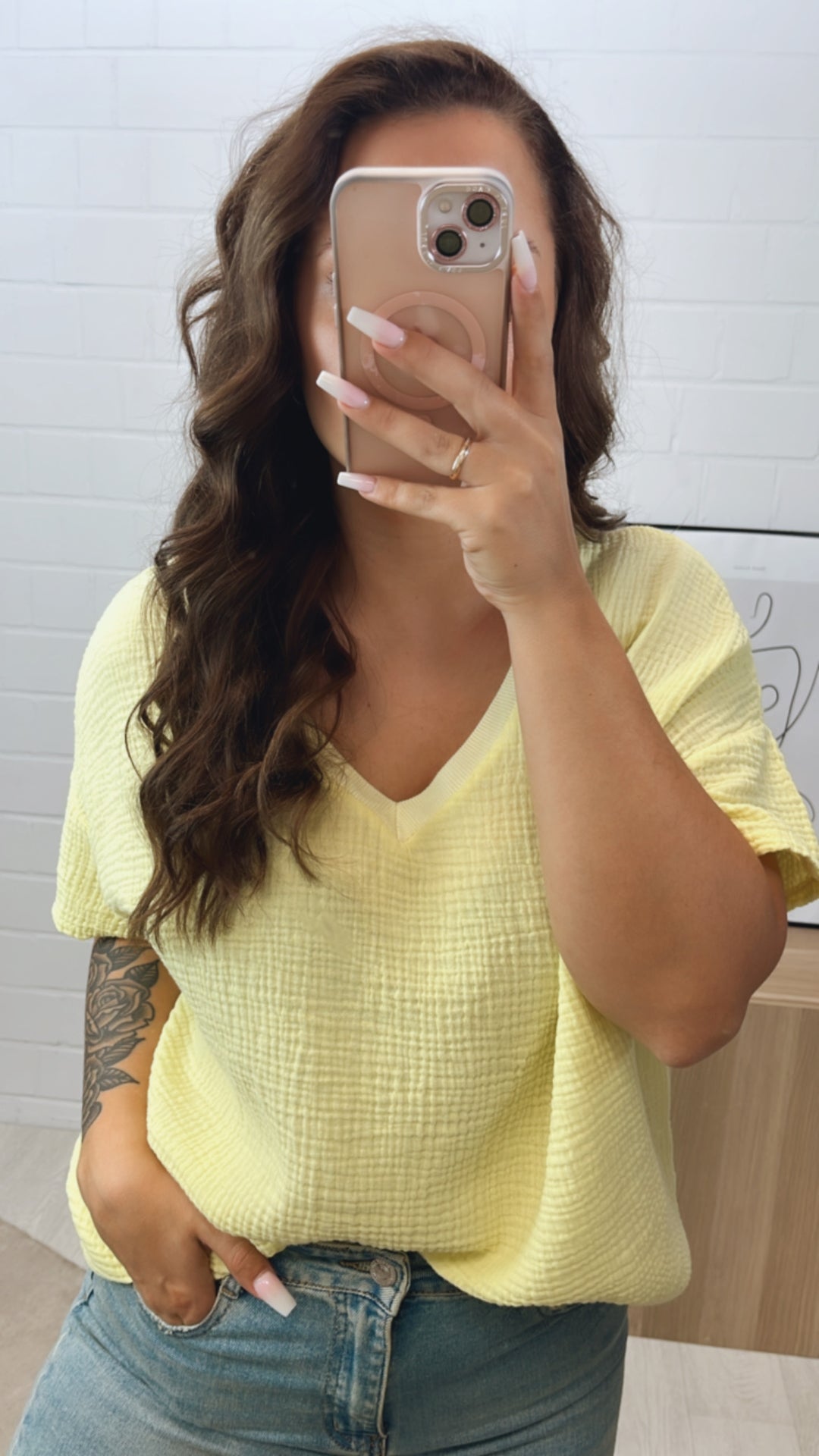 Musselin T-shirt, weiter Schnitt / soft gelb Art. 10250