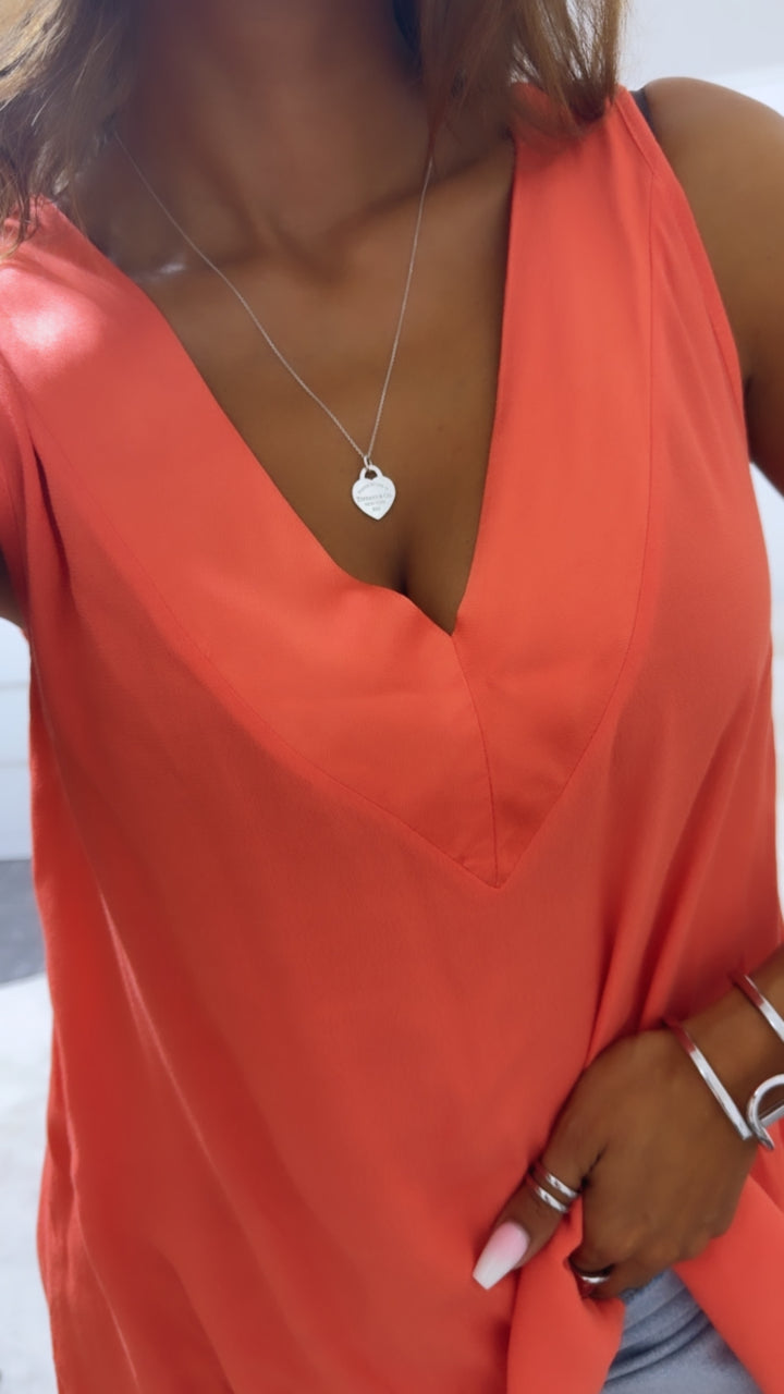 weites Blusen Top mit Bindedetail / coral Art. 15441