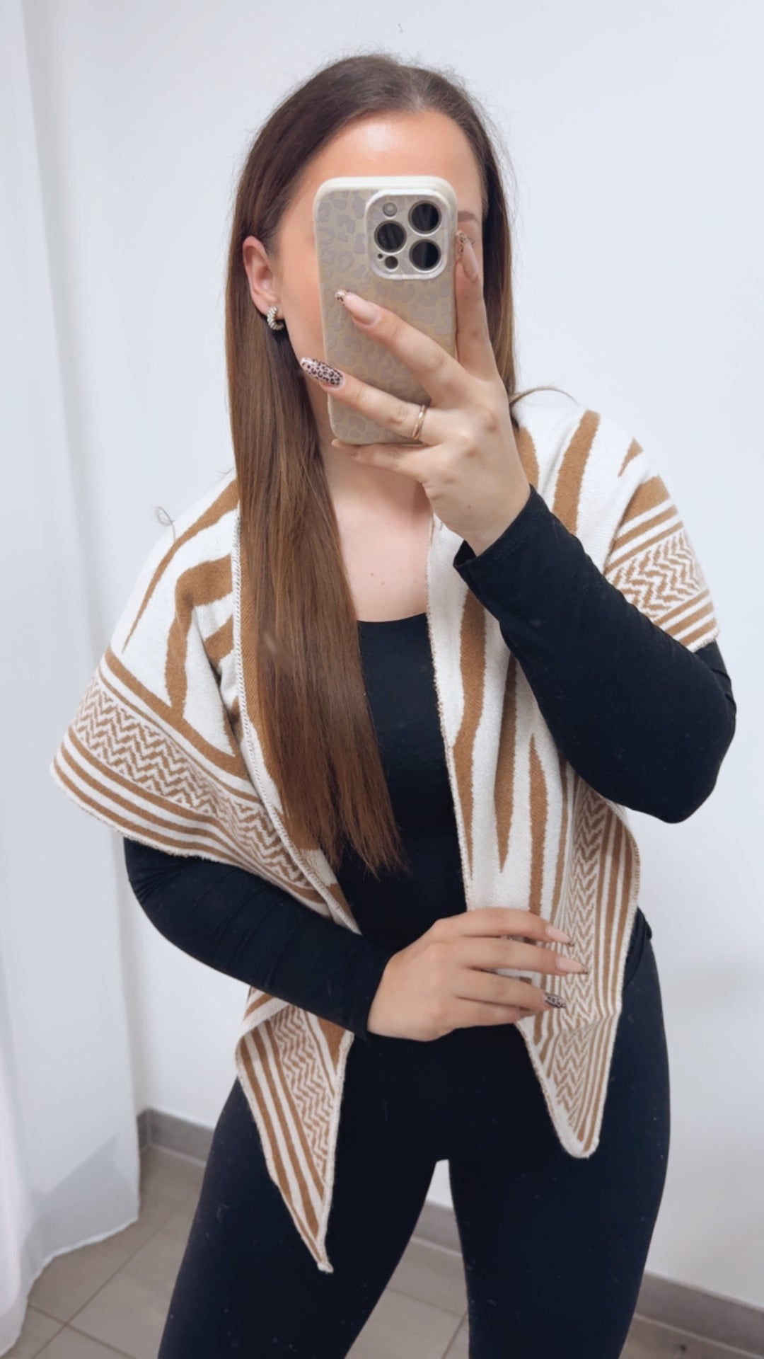 ZEBRA Kaschmir - Mix Dreiecks Schal / camel - weiss Art. 14354