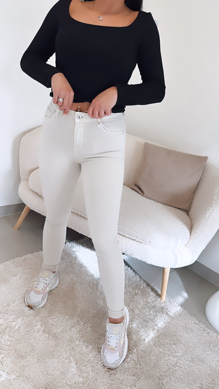 mid waist Jeans Modell „H625-3“ / beige Art. 5869