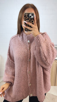 PERLMUTT KNÖPFE Kuschel Cardigan / beere Art. 12360