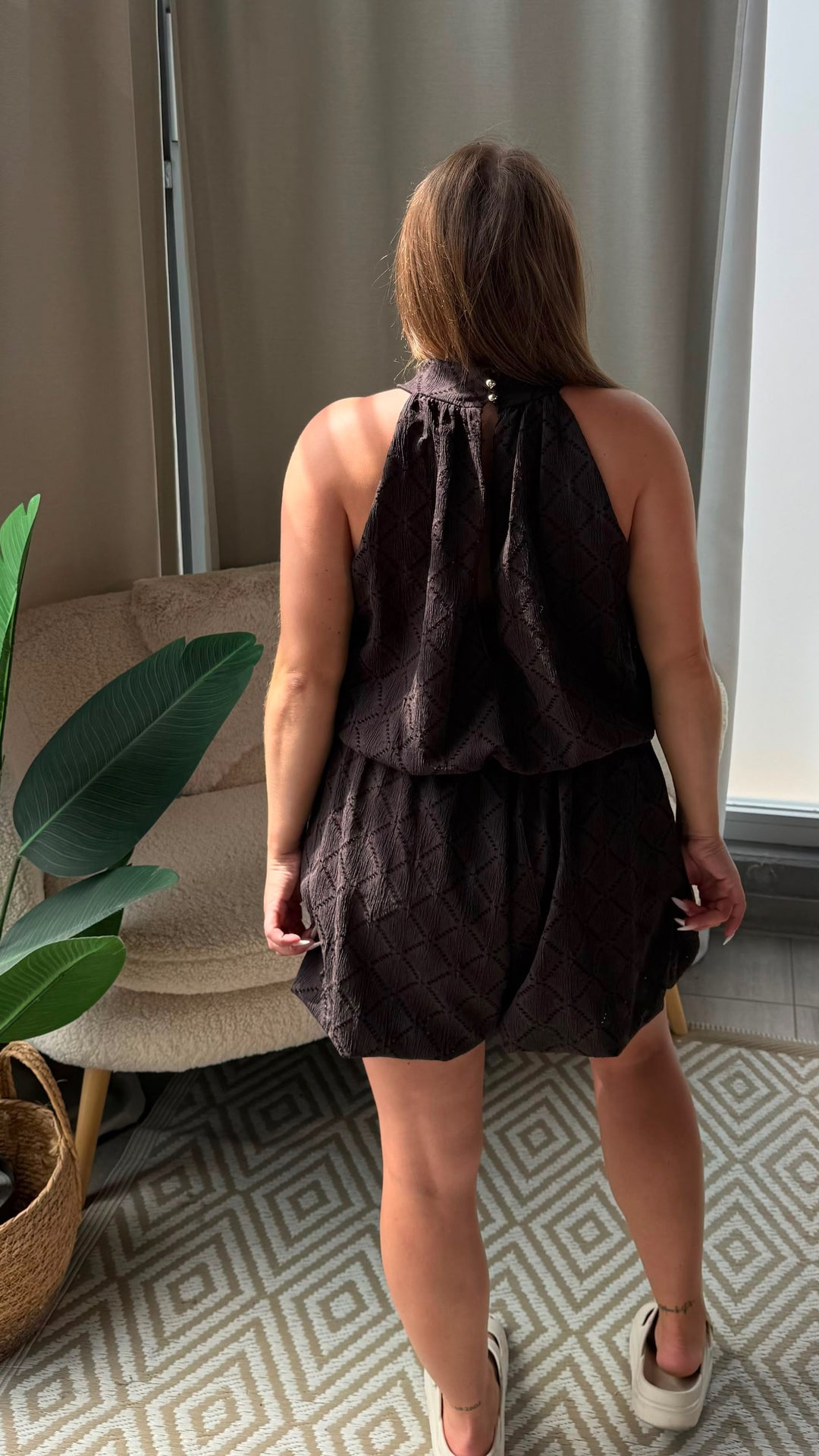 Jumpsuit “Boho Breeze” – Lochmuster / braun Art.16007