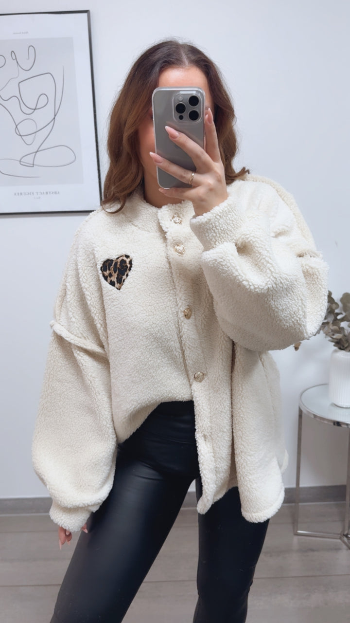 TEDDY Jacke mit gold - silbernen Knöpfen, Leo Herz / Creme Art. 13115