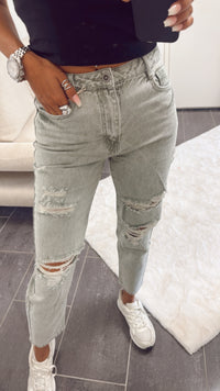 Mom - Jeans Hose  " AK569-4 " / verwaschenes salbei Art. 10960