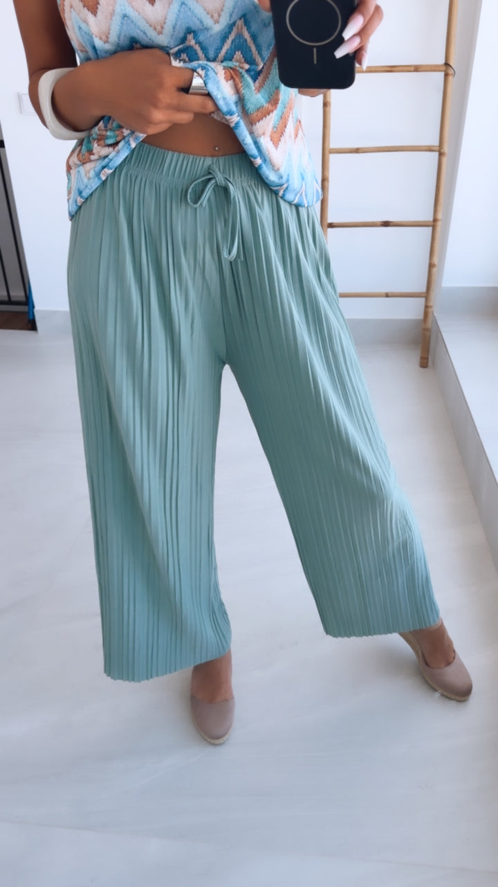 Plissierte Sommer Hose / light petrol Art. 15187