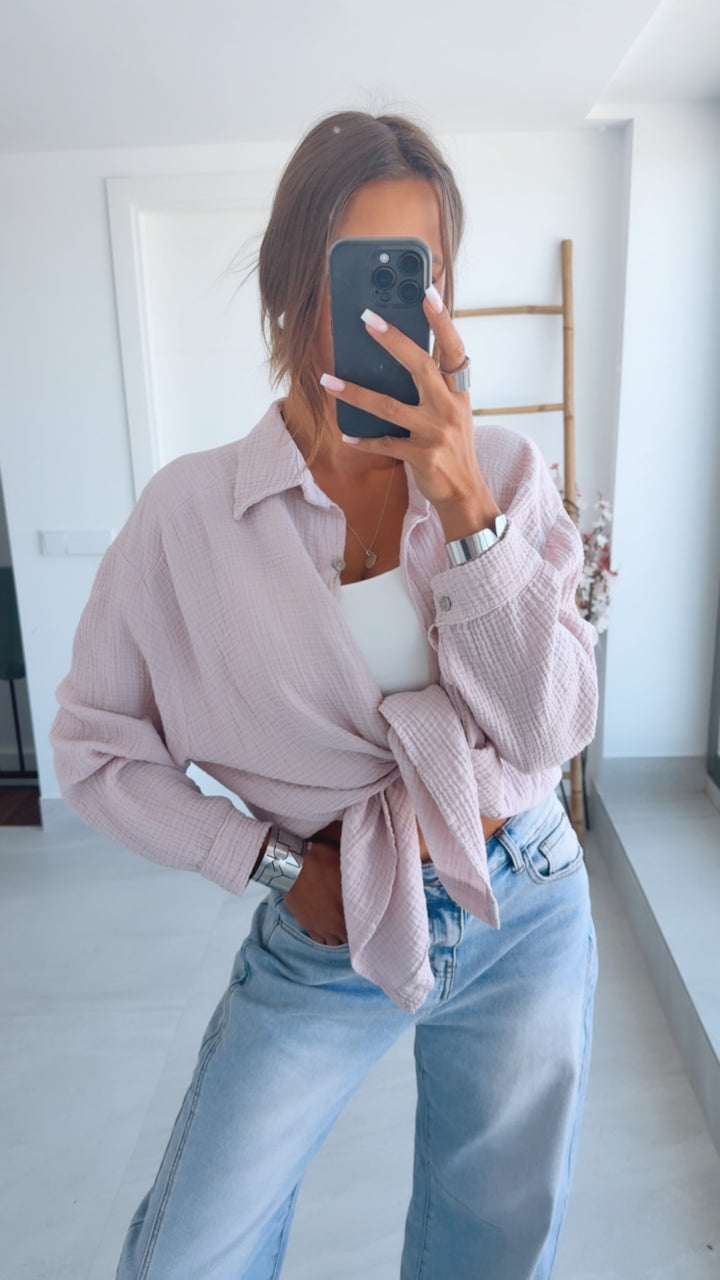 KURZE Oversize Musselin Bluse / zart rosa Art. 3184